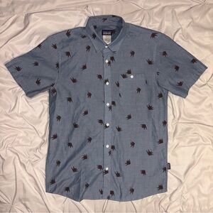 PATAGONIA Go To Shirt Men’s M Blue Lightweight All Over Print Short Sleeve